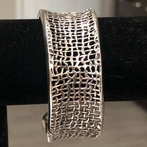 Hammered oxidized sterling silver cuff bracelet